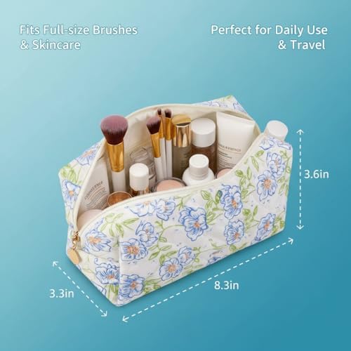 Large Pencil Case, Quilted Cotton Pencil Pouch, Cute Floral Pen Bag - Image 3