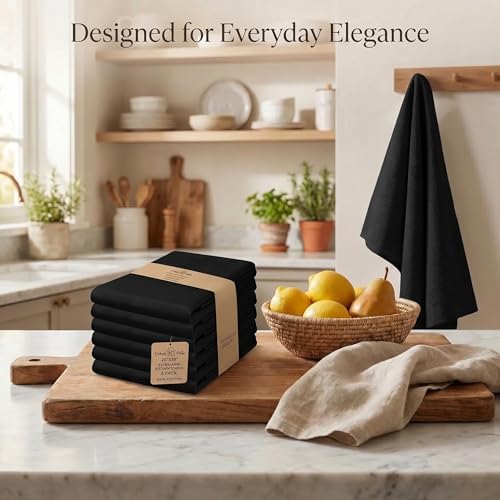 Urban Villa Kitchen Towels Cotton Dish Towels 20”x30” Black - Image 5