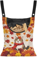 Fall Cat Clothespin Bag Space-Saving Maple Leaf Laundry Hanging Storage by CREAMIC