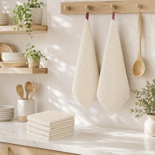 Kitinjoy 100% Cotton Terry Kitchen Dish Cloths, 12”x 12” - Image 6