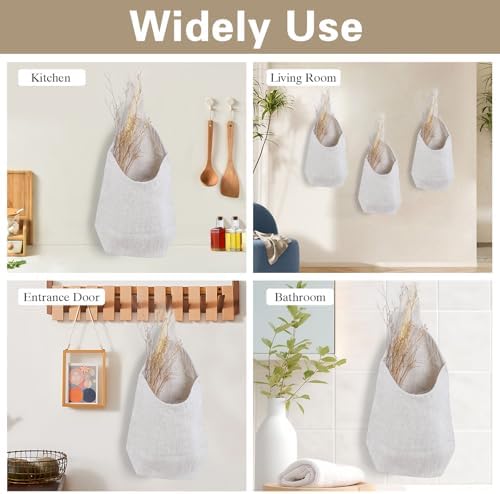 100% Linen Hanging Storage Bags Baskets 2 Pcs, Small Wall Storage Bag - Image 5