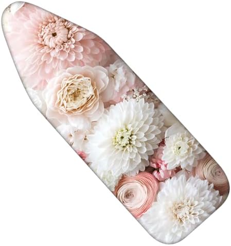 Nuxovilar Pink White Blooming Flowers Ironing Board Cover 15x54 by Nuxovilar