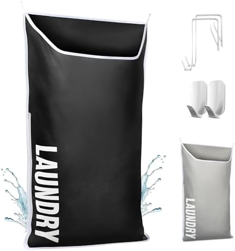 Hanging Laundry Hamper Bag XL 40x22", Space Saving over the Door Storage Bags by DONAQ