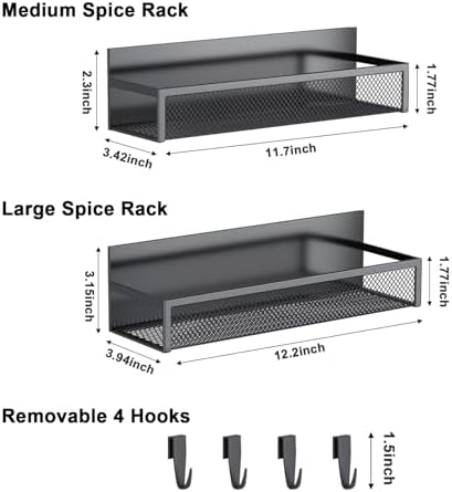 Aufworld Magnetic Spice Rack for Refrigerator, 2 Pack Magnetic Shelf, Fridge - Image 2