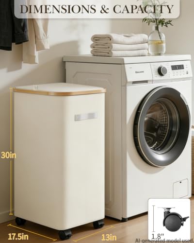Laundry Basket with Wheels, 110L Large Rolling Laundry Hamper - Image 2
