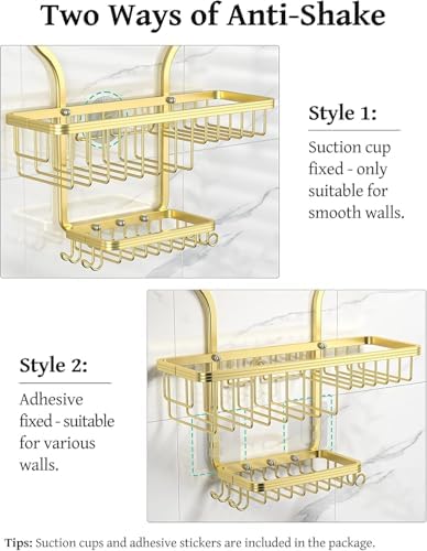 YASONIC Never Rust Shower Caddy Hanging, Aluminum Shower Racks - Image 6
