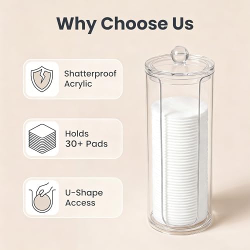 Cotton Rounds Pad Holder Dispenser - 16oz Acrylic Container - Image 4