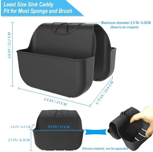 Sponge Holder for Kitchen Sink, Silicone Sink Saddle Caddy Organizer Rack - Image 3