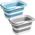 2 Pack Collapsible Bucket with Handle 16L, Foldable Rectangular Plastic Water by Unknown