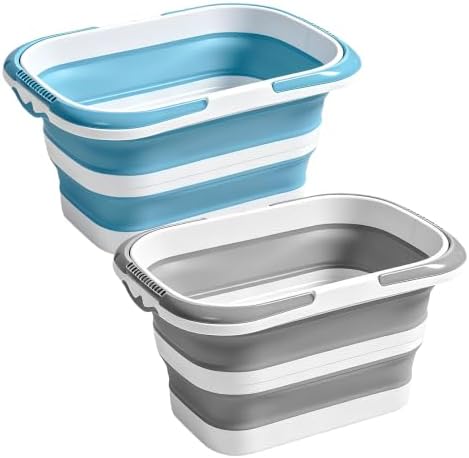 2 Pack Collapsible Bucket with Handle 16L, Foldable Rectangular Plastic Water by Unknown