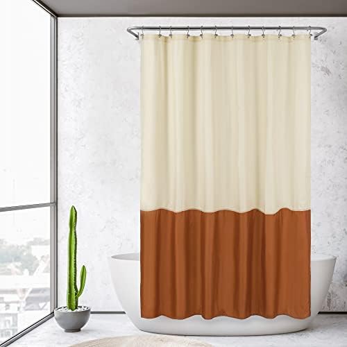 ALYVIA SPRING Waterproof Fabric Shower Curtain or Liner Cream/Orange - Image 6