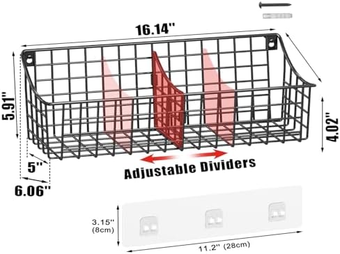 4 Pack EXTRA LARGE Hanging Wall Mount Storage Baskets - Image 3