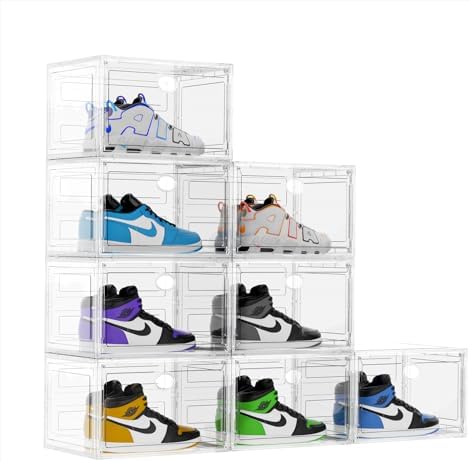 KEFA XL Shoe Storage Box Organizer, 8 Pack Shoe Boxes Clear Plastic Stackable by KEFASTORAGEBOX