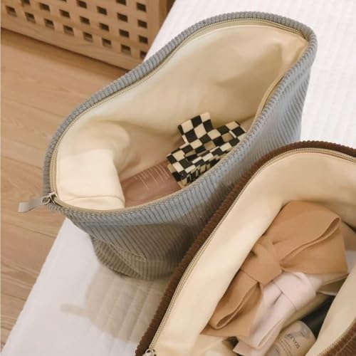 SxoSyo Corduroy Makeup Bags, Large Zipper Cosmetic Pouch - Image 6