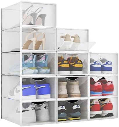 BINO 12-Pack Plastic Stackable Shoe Box Set by BINO