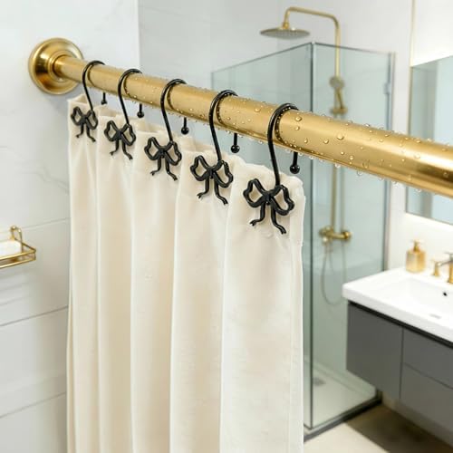 12 Pack Black Vintage Metal Bow Shower Curtain Hooks - Image 2