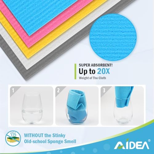 AIDEA Swedish Dishcloths for Kitchen-20PK, Reusable Paper Towels 7" x 6" - Image 3