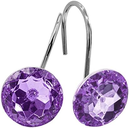 Purple Diamond Crystal Bling Shower Curtain Hooks Rings by MitoVilla