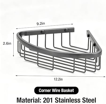 Corner Shower Caddy, 201 Stainless Steel Bathroom Shelf Organizer, Wall Mounted - Image 2