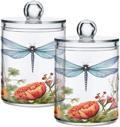 Dragonfly Flowers 2 Pack Qtip Holder Dispenser by Unknown