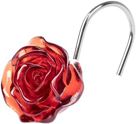 Sunlit Rose Shower Curtain Hooks, Home Decorative Flower Shower Curtain Rings by Sunlit