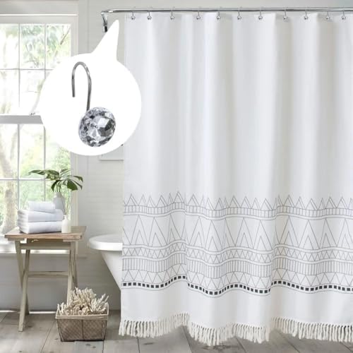 J&V TEXTILES Shower Curtain Hooks Rings, Rust Resistant Metal Double Glide - Image 5