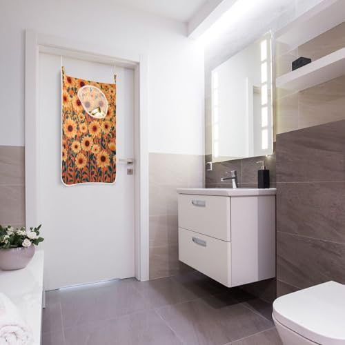 Orange Sunflowers and Poppy Flowers Door Hanging Laundry Hamper Bag - Image 6