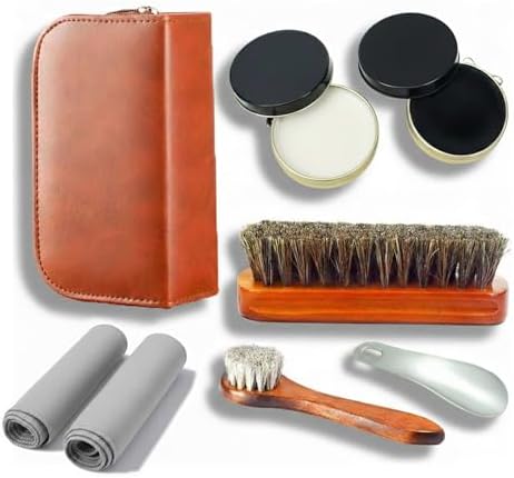 shoe care kit horsehair brush, long-handled round brush, polishing cloth by Unknown