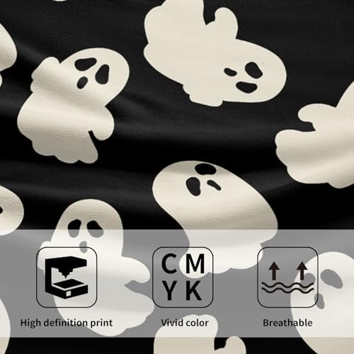 Halloween Ghost Hand Towels Pack of 2 White Spooky Ghost Black Face Towel - Image 3