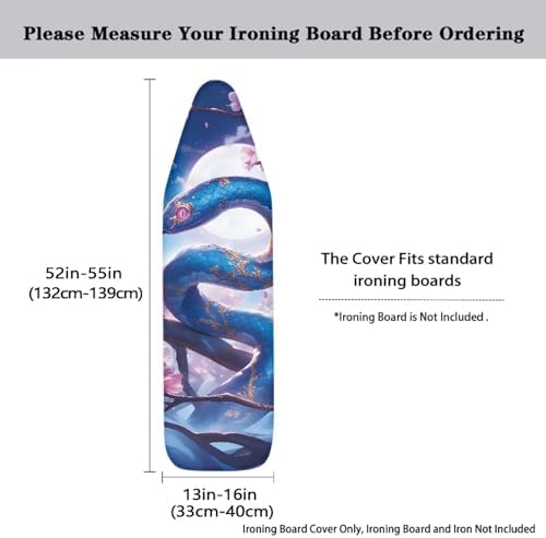Snake Print Ironing Board Cover, 15x54 Inch Standard Pink Cherry Flower Moon - Image 5