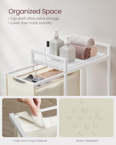 VASAGLE Laundry Sorter 1 Section, Rolling Cart - Image 3