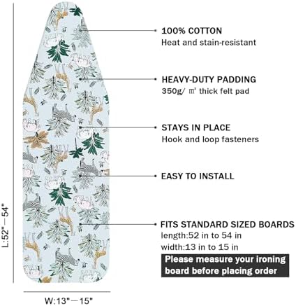 Ironing Board Cover and Pad Standard Size 15 x 54, 3 Pairs of Hook and Loop - Image 2