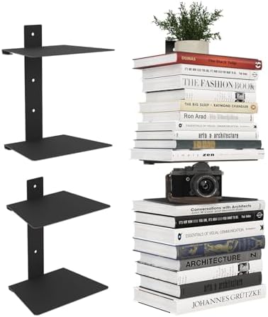 Wawocs Invisible Bookshelf for Wall, 4 Tier Floating Bookshelf Made of Heavy by Wawocs