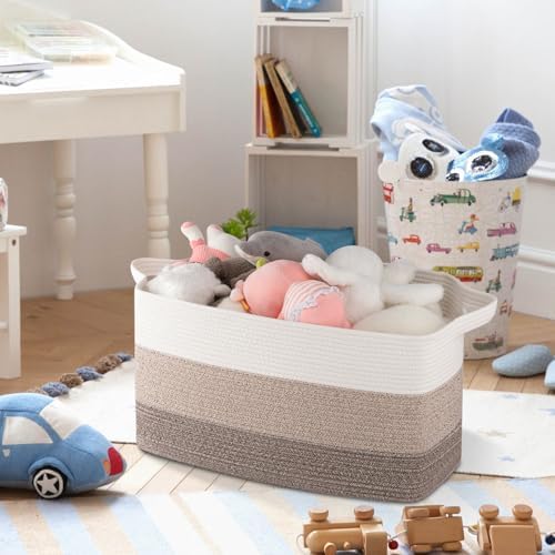 OIAHOMY Large Blanket Basket, 65L Cotton Rope Woven Laundry Basket, Toy Bin - Image 5