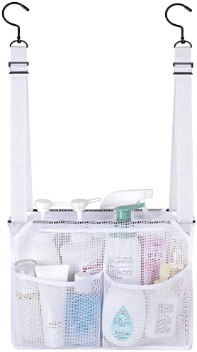 4 Storage Pockets Adjustable Hanging Mesh Bathroom Bag, Shower Caddy College by GUMQDD