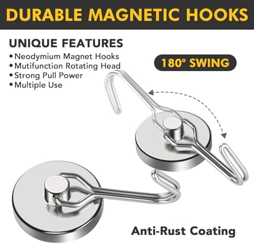 MIKEDE Magnetic Hooks Heavy Duty 80LB+ Swivel Swing Strong Magnetic Hook - Image 5