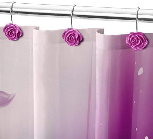 Cute Rose Floral Shower Curtain Hooks Rings - Image 5