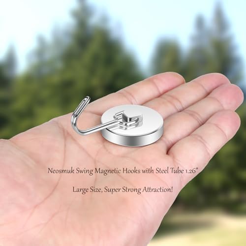 Neosmuk Magnetic Swing Hooks, 130lb Cruise Silver Hooks, 6 Pack - Image 2