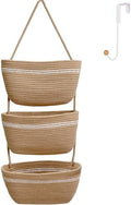 Over the Door Hanging Basket for Organizing 3 Tiers Woven Cotton Rope Wall by ililmmoe