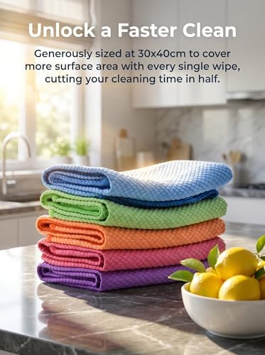 5 Pack Fish Scale Cleaning Cloths, Lint Free Microfiber Polishing Towels - Image 3