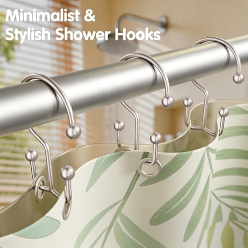 OEH 24 Pcs Shower Curtain Hooks, Metal Shower Curtain Rings, Decorative Shower - Image 3