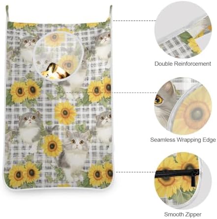 Hanging Laundry Hamper with Stainless Steel Hooks, Oxford Fabric Printing Door - Image 5