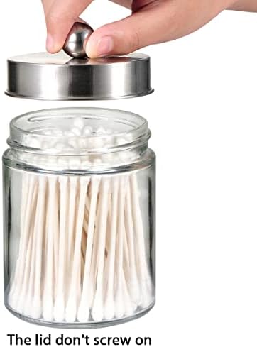 Amolliar Apothecary Jar Bathroom Qtip Holder Glass, Brushed Nickel 2Pc - Image 3