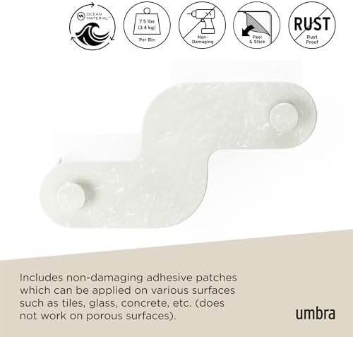 Umbra Nami Shower Caddy, Adhesive No Drill Bathroom, Ocean Sand - Image 6