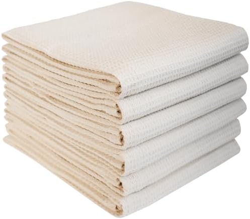 QUILTINA Dish Towels Set, 100% Cotton Waffle Weave Kitchen Towels 6 Pack by Quiltina