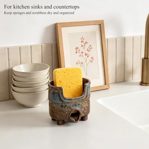 Ceramic Sponge Holder with Drain, Kitchen Sink Accessory - Image 4