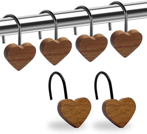 Shower Curtain Hooks, Wood Decorative Shower Curtain Rings, Modern Round Log by JTDTH