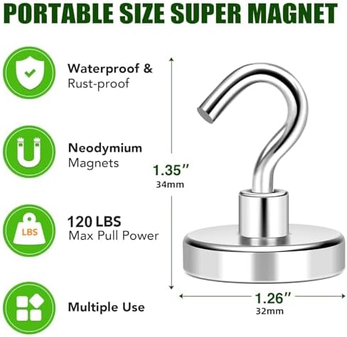 MIKEDE Magnetic Hooks 120Lbs Heavy Duty Magnets - Image 6