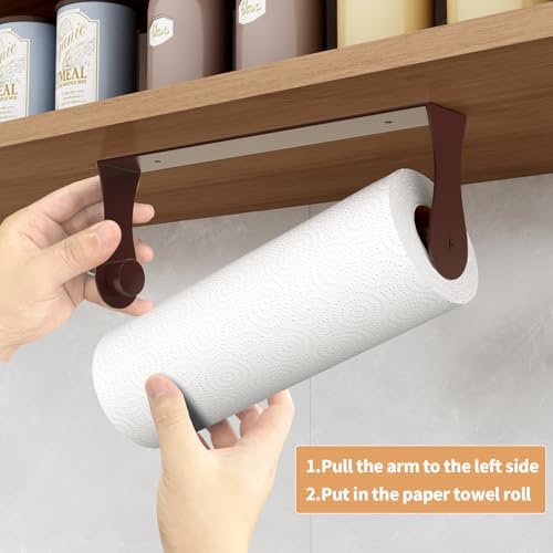 Paper Towel Holder Under Cabinet, Wall Mount, Adhesive or Drilling - Image 3