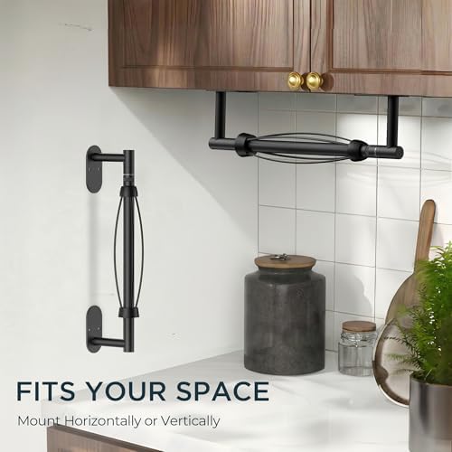 FORIOUS Paper Towel Holder Under Cabinet, One Hand Tear, Matte Black - Image 5